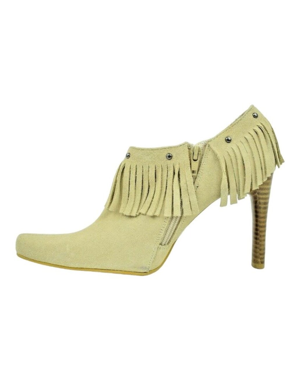 MIA Womens US Size 9 Hunter Tan Suede Leather Fringe Ankle Booties 4 inch Heels - Picture 6 of 11